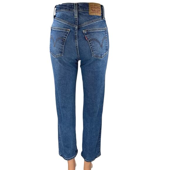 Levi's Ribcage Straight Women's Blue High Waisted Cropped Denim Jeans Size 26 - Picture 3 of 6